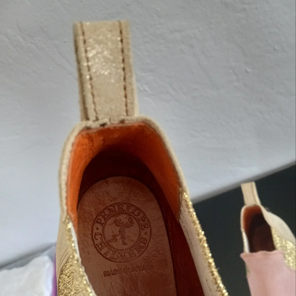 Penelope Chilvers Patchwork Safari Chelsea Boots Pink Gold 40EU